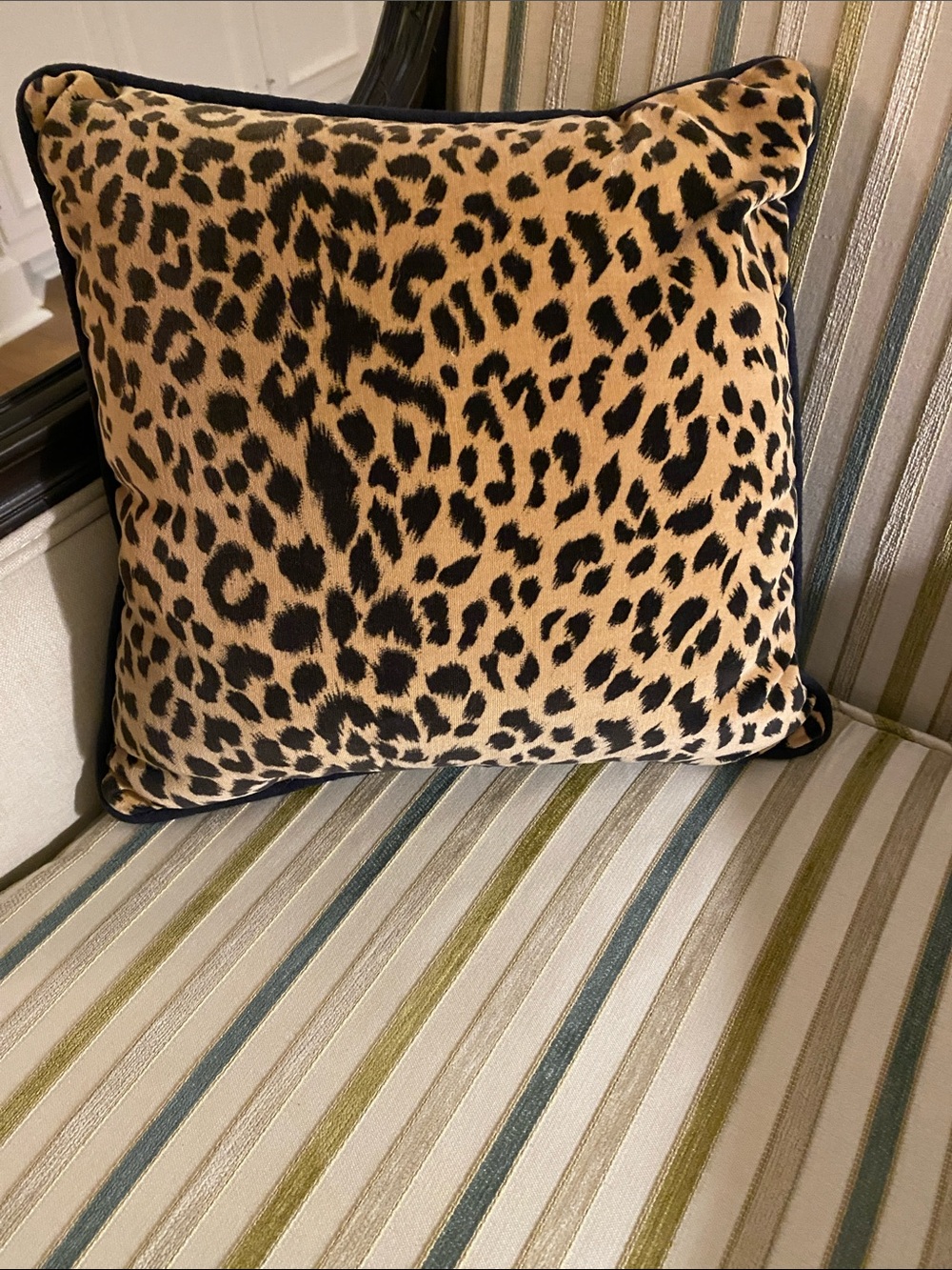Leopard Print Velveteen Accent Pillow in Tan and Black • 13” Square